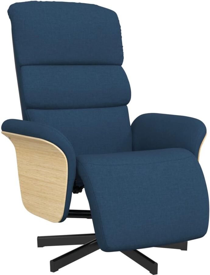 VidaXL Fauteuil verstelbaar met voetensteun stof blauw