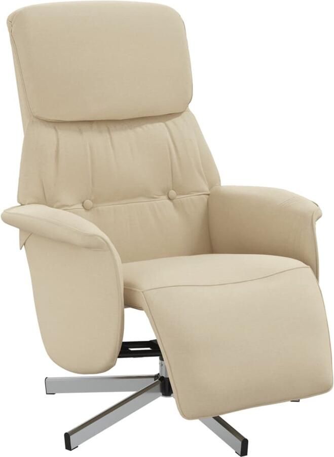 VidaXL Fauteuil verstelbaar met voetensteun stof crèmekleurig