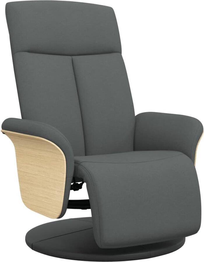 VidaXL Fauteuil verstelbaar met voetensteun stof donkergrijs - Foto 2
