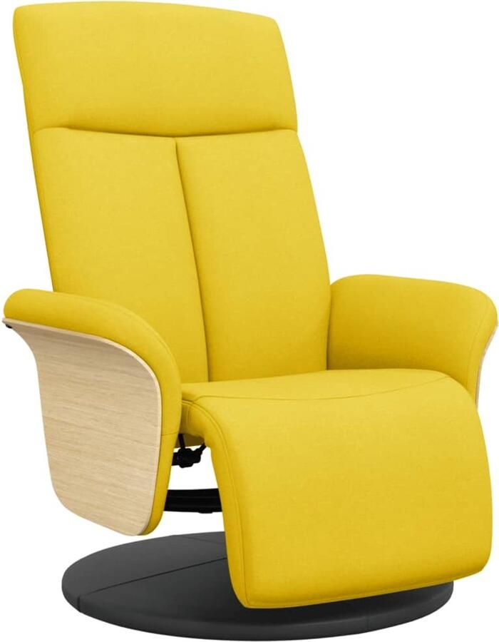 VidaXL Fauteuil verstelbaar met voetensteun stof lichtgeel