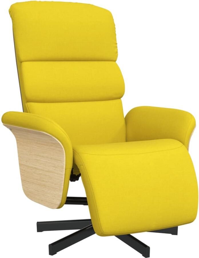 VidaXL Fauteuil verstelbaar met voetensteun stof lichtgeel