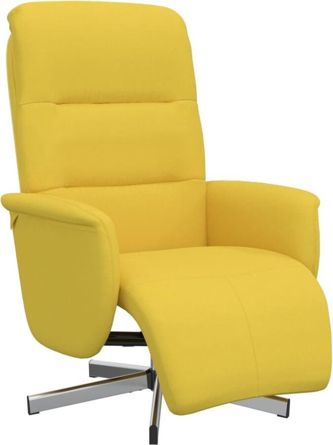 VidaXL Fauteuil verstelbaar met voetensteun stof lichtgeel