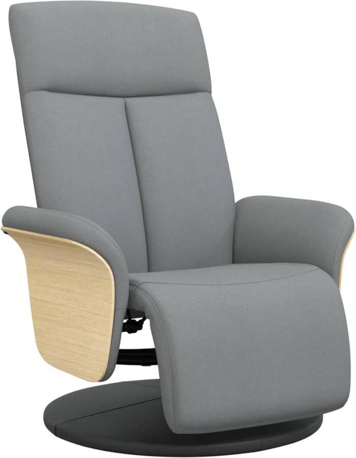 VidaXL Fauteuil verstelbaar met voetensteun stof lichtgrijs - Foto 3
