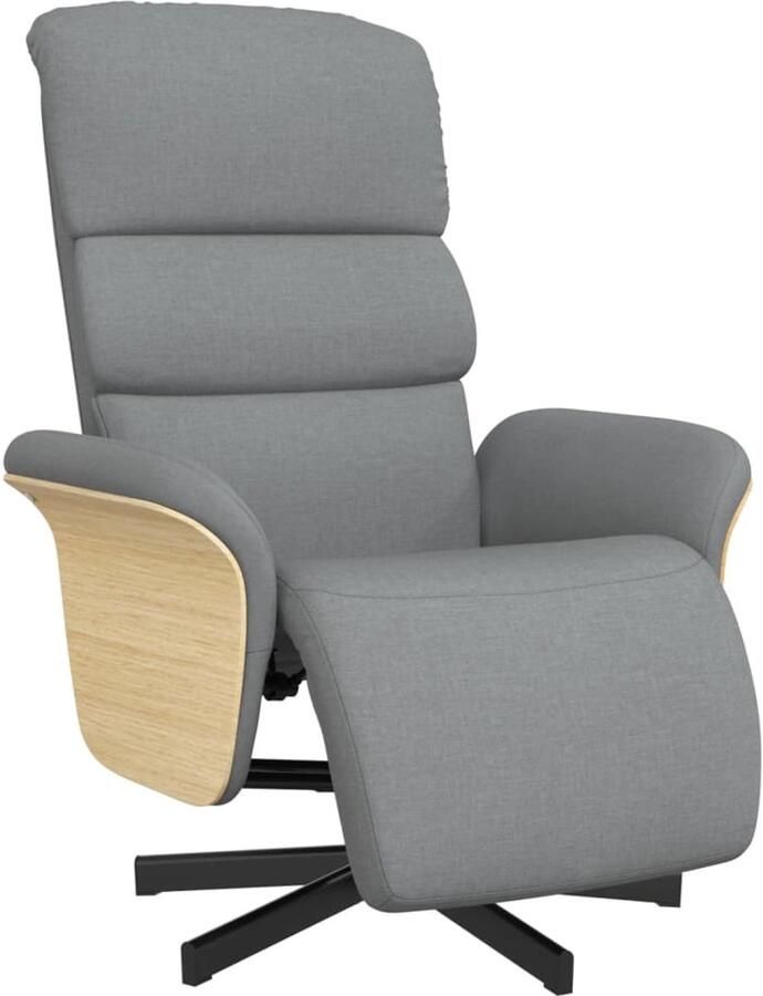 VidaXL Fauteuil verstelbaar met voetensteun stof lichtgrijs - Foto 2