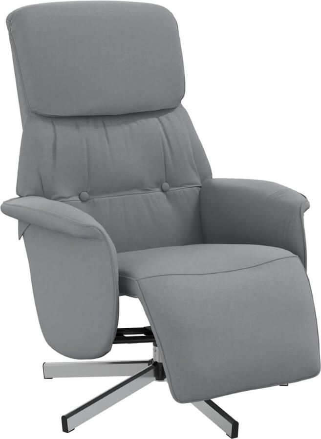 VidaXL Fauteuil verstelbaar met voetensteun stof lichtgrijs