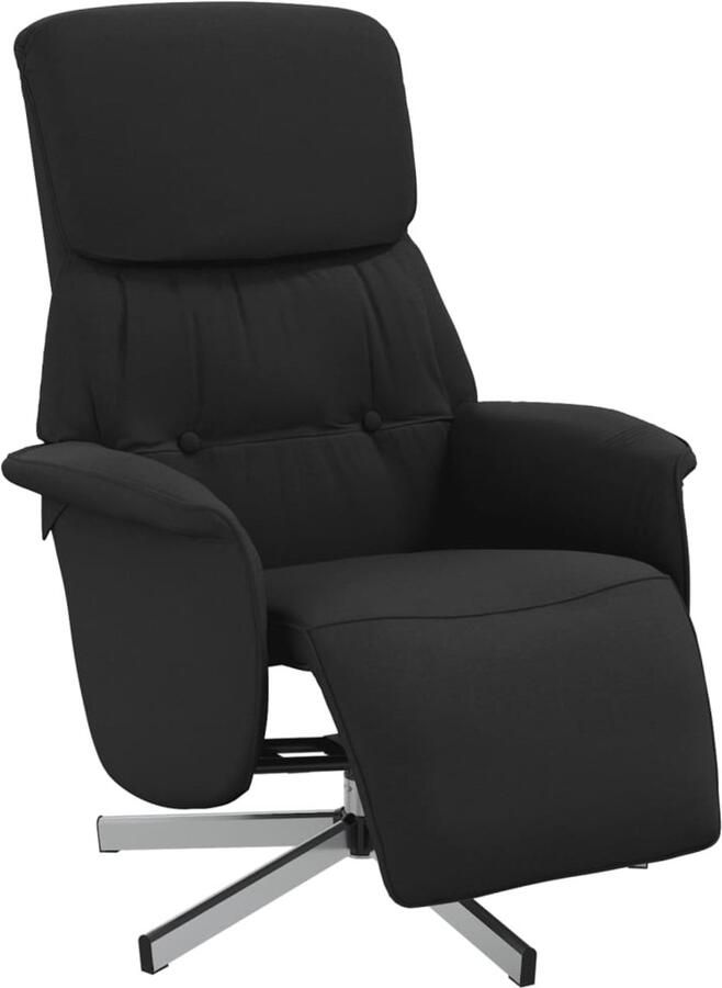 VidaXL Fauteuil verstelbaar met voetensteun stof zwart