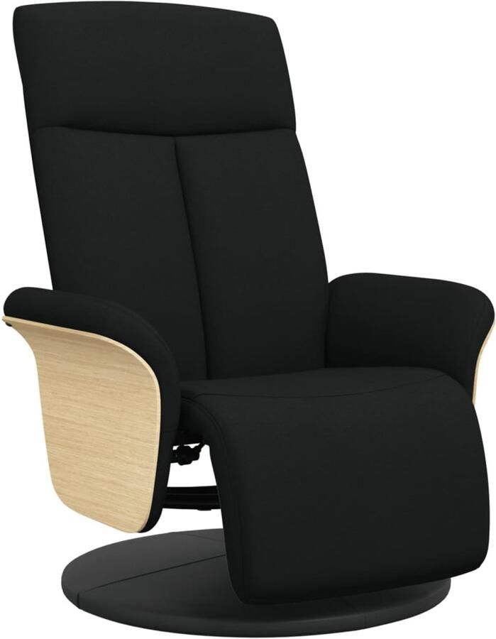 VidaXL Fauteuil verstelbaar met voetensteun stof zwart