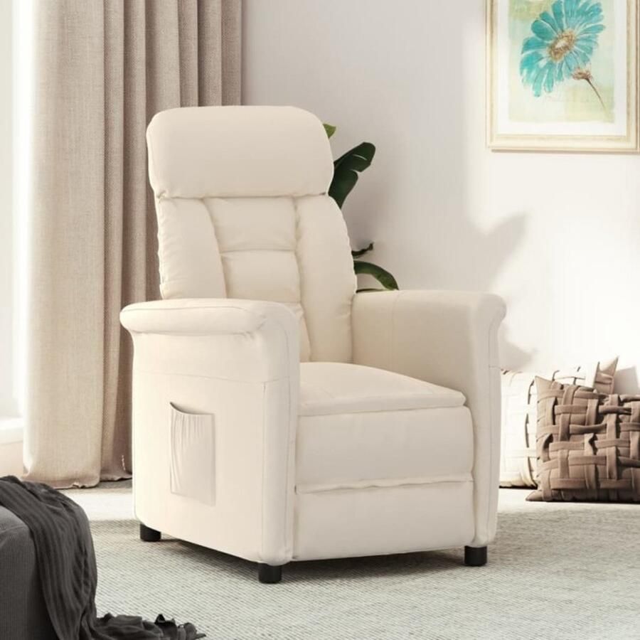 VidaXL Fauteuil verstelbaar microvezelstof beige - Foto 2