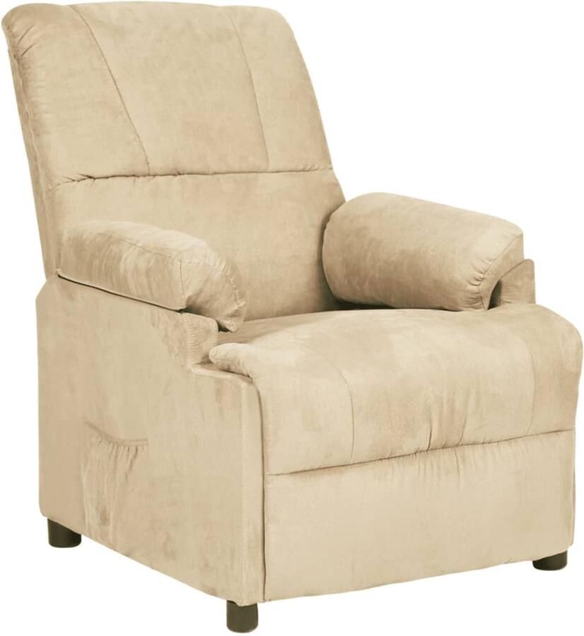 VidaXL Fauteuil verstelbaar microvezelstof crèmekleurig