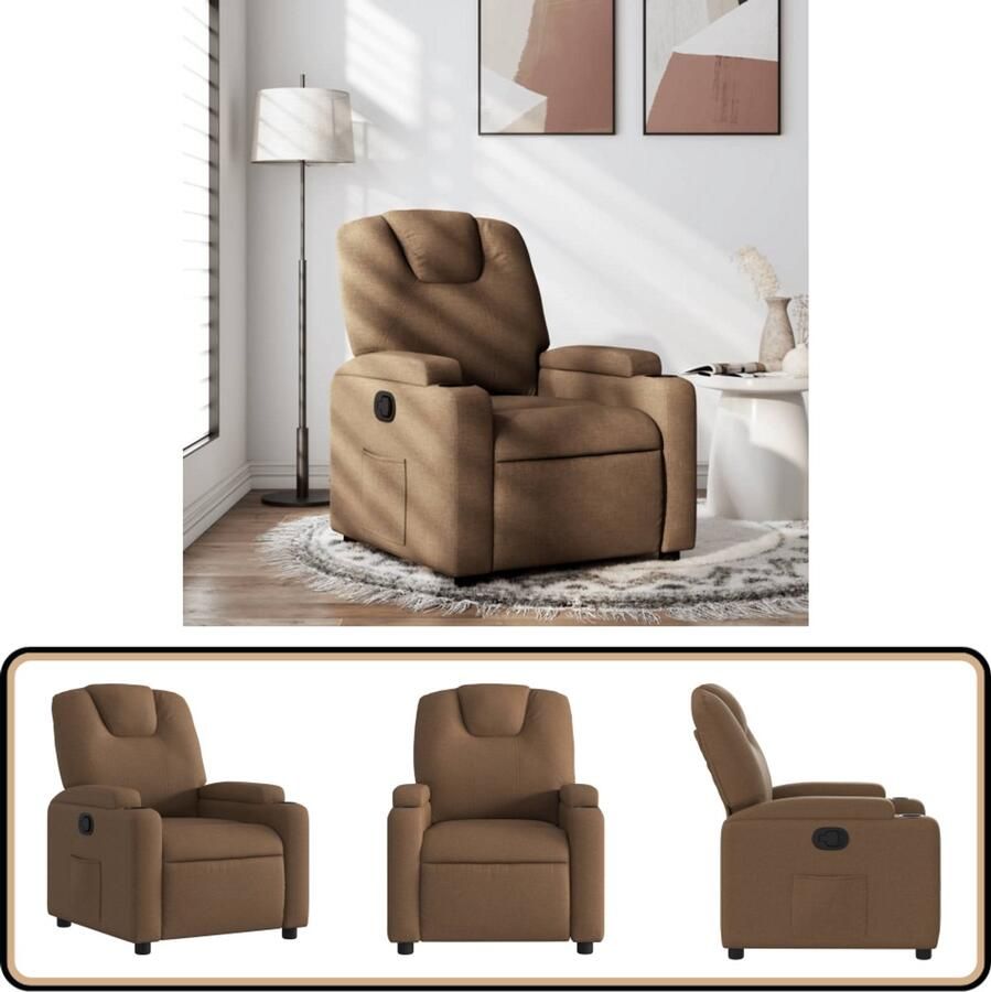 VidaXL Fauteuil Verstelbaar Stof Bruin Comfortabele Fauteuil Verstelbare Stoel Lounge Stoel Relaxfauteuil Leesstoel
