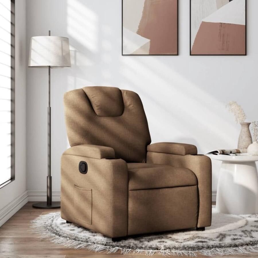 VidaXL Fauteuil verstelbaar stof bruin - Foto 2