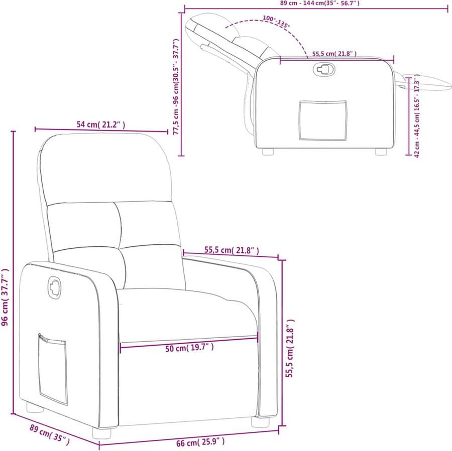 VidaXL Fauteuil verstelbaar stof bruin - Foto 3