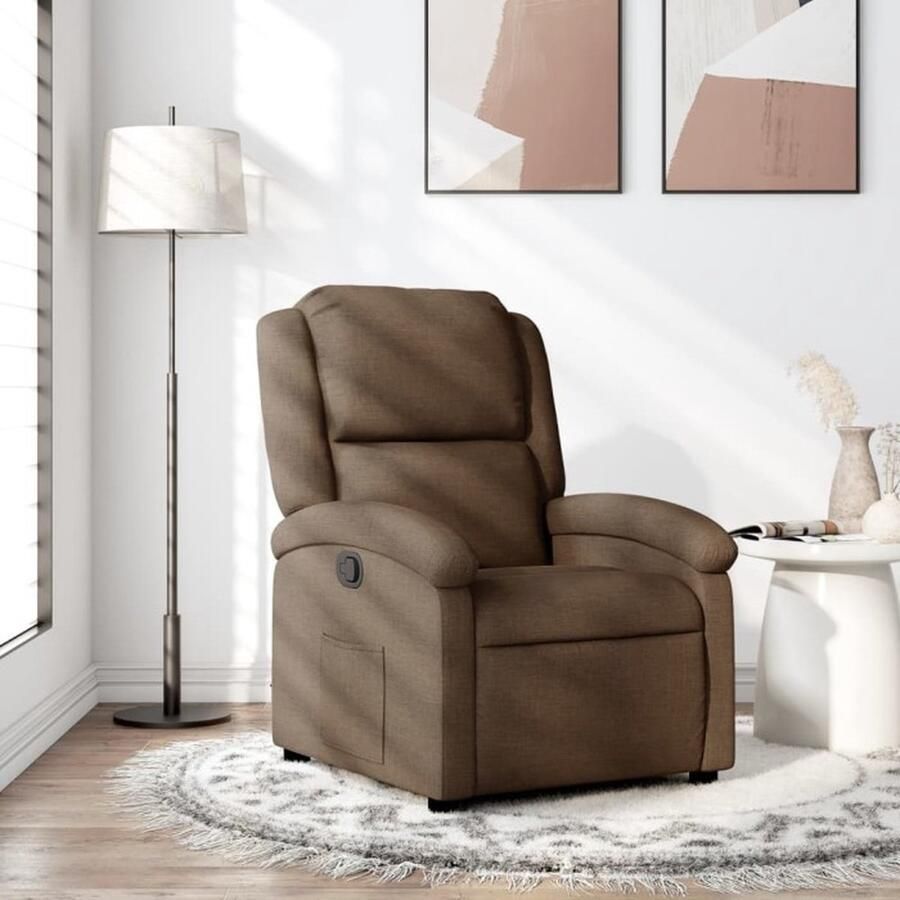 VidaXL Fauteuil verstelbaar stof bruin - Foto 2