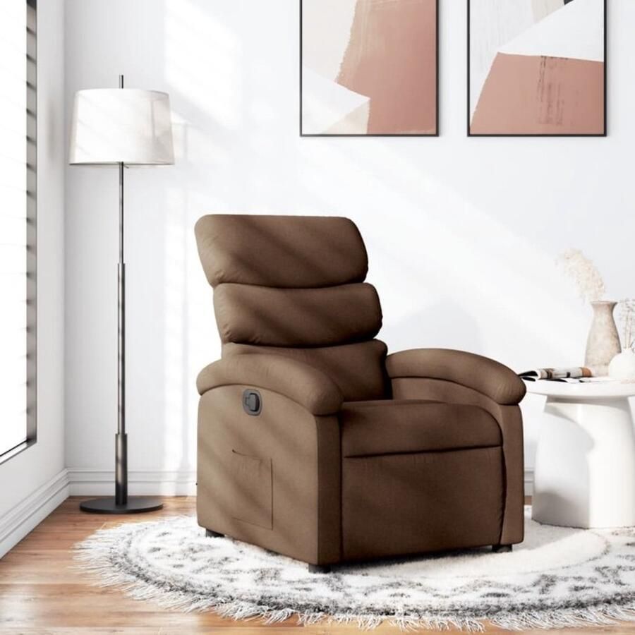 VidaXL Fauteuil verstelbaar stof bruin - Foto 2