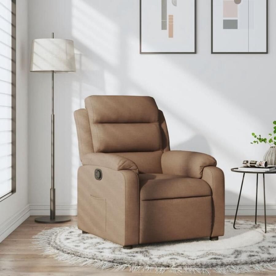 VidaXL Fauteuil verstelbaar stof bruin - Foto 2