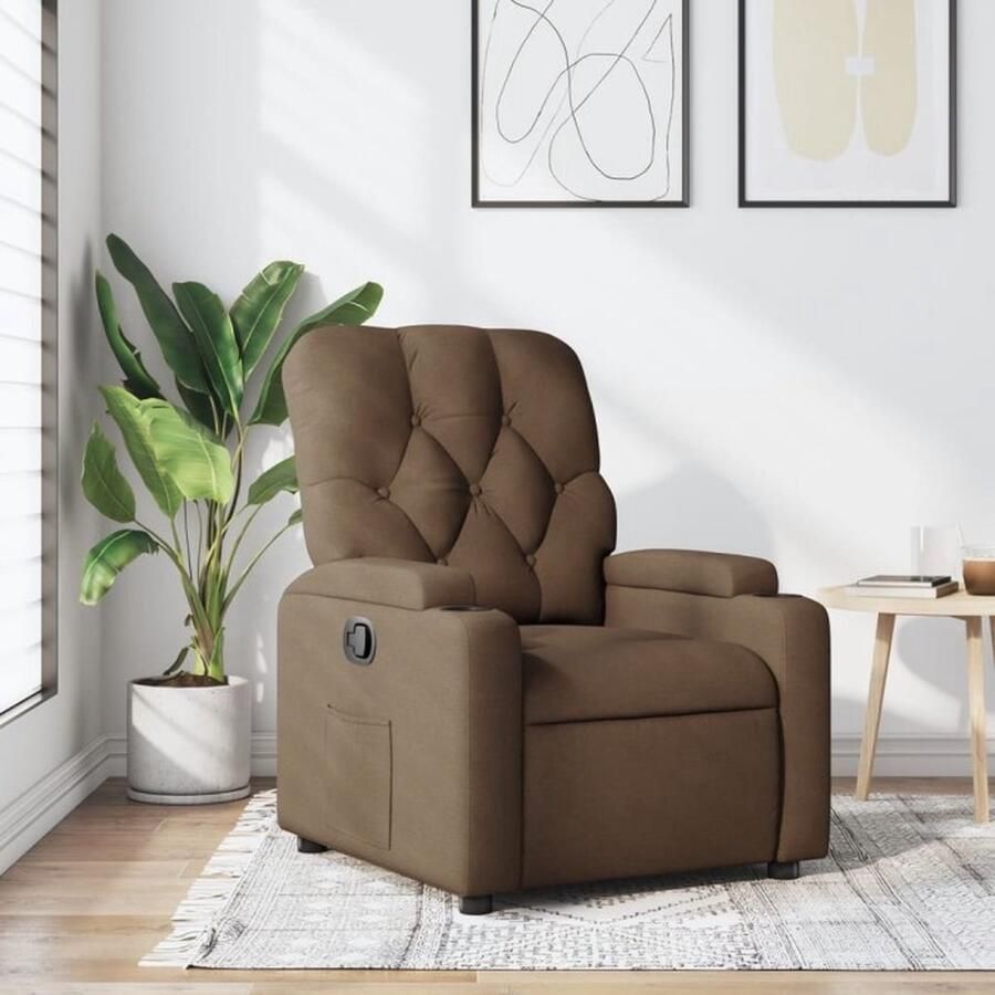 VidaXL Fauteuil verstelbaar stof bruin - Foto 2