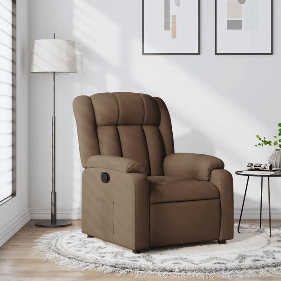VidaXL Fauteuil verstelbaar stof bruin - Foto 2