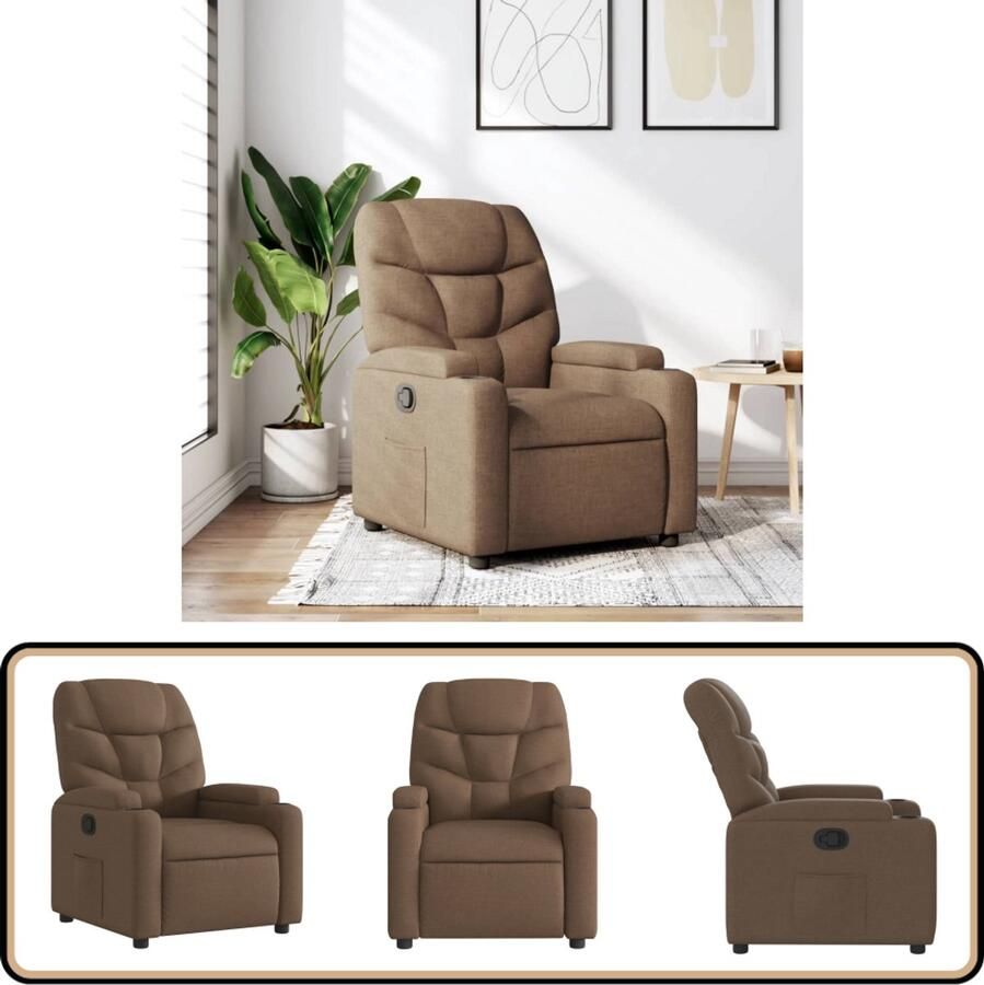 VidaXL Fauteuil Verstelbaar Stof Bruin Verstelbare Fauteuil Lounge Stoel Relaxfauteuil Fauteuils Ergonomische Stoel