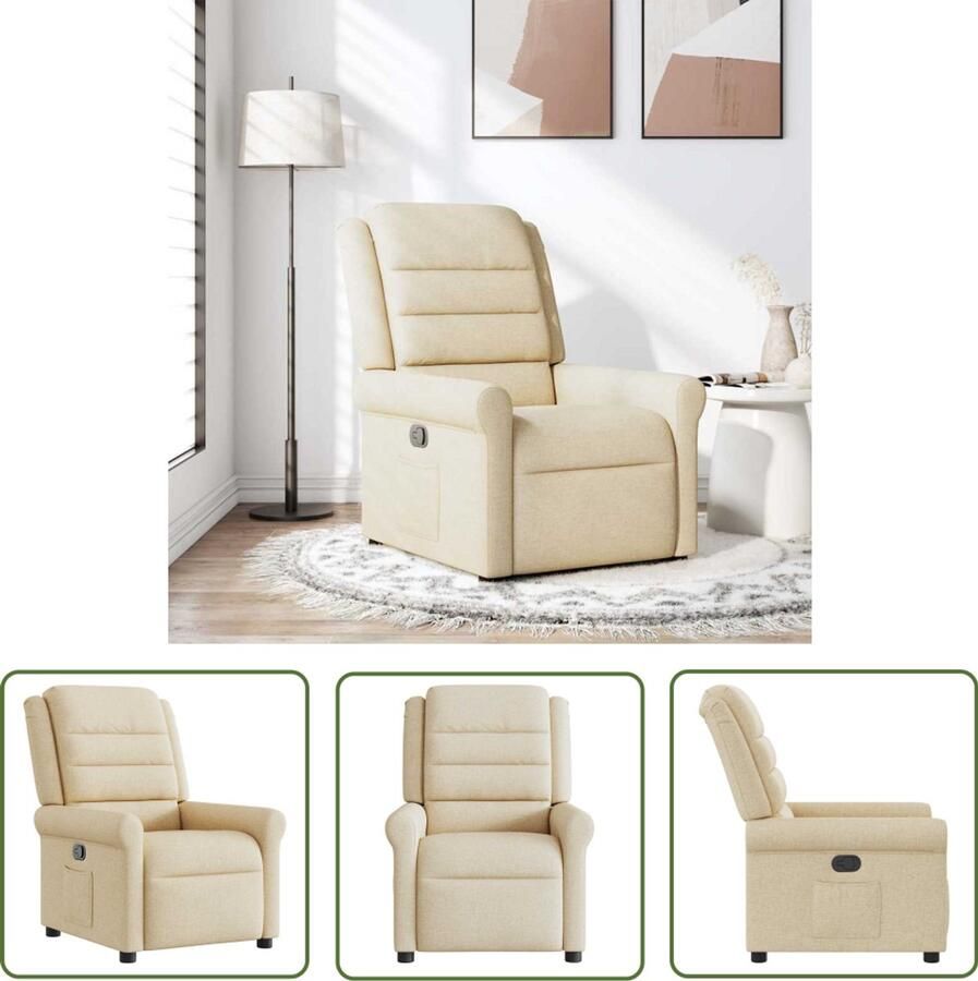 VidaXL Fauteuil verstelbaar stof crèmekleurig Dynamische Sleutel Sleutelset Gereedschap Set Mechanica Tools Monteursgereedschap