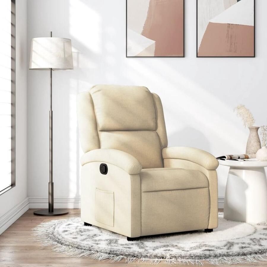 VidaXL Fauteuil verstelbaar stof crèmekleurig - Foto 2