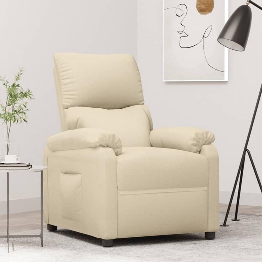 VidaXL Fauteuil verstelbaar stof crèmekleurig - Foto 2