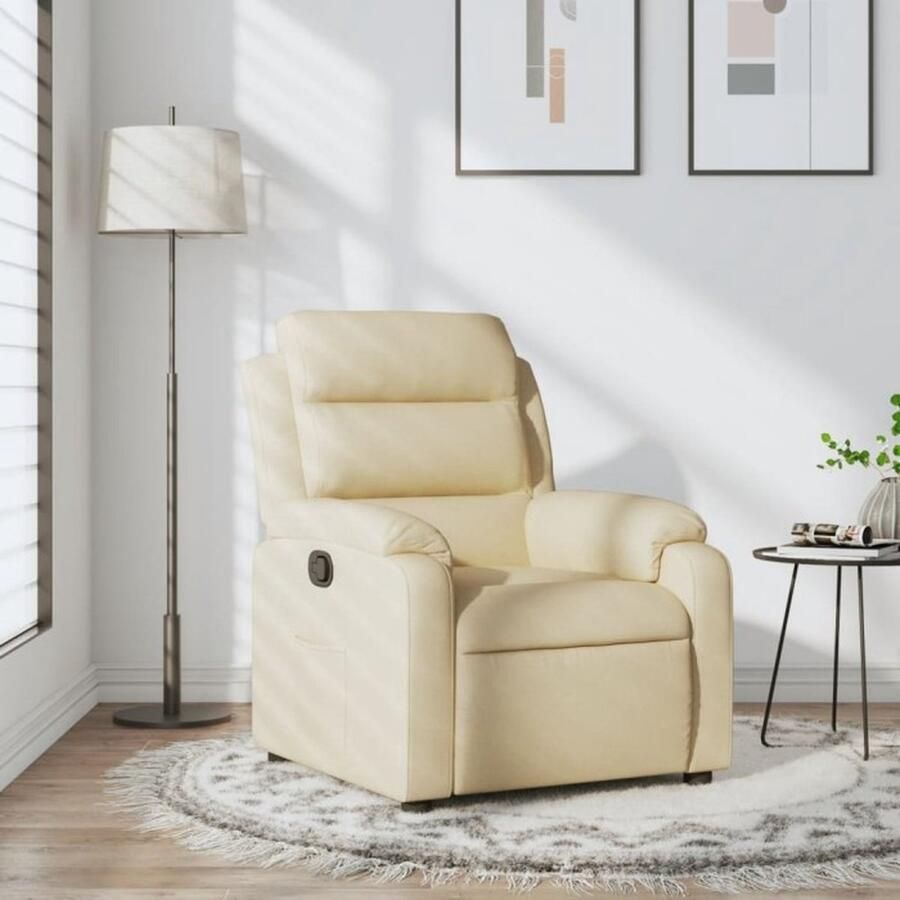 VidaXL Fauteuil verstelbaar stof crèmekleurig - Foto 2