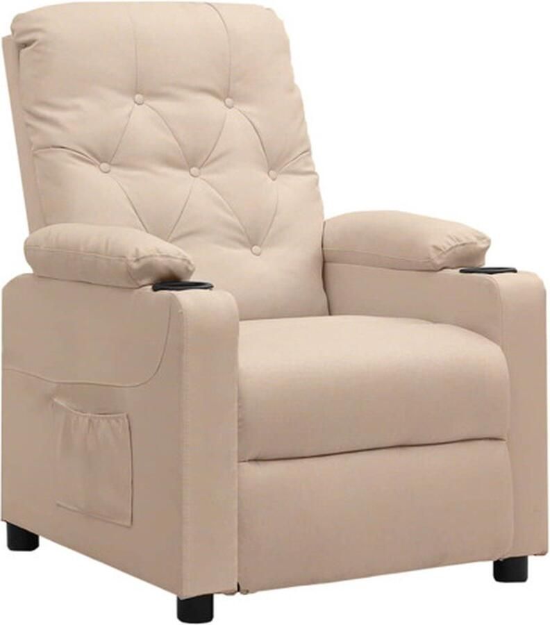 VidaXL Fauteuil verstelbaar stof crèmekleurig