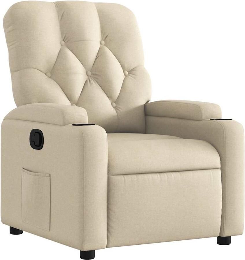 VidaXL Fauteuil verstelbaar stof crèmekleurig