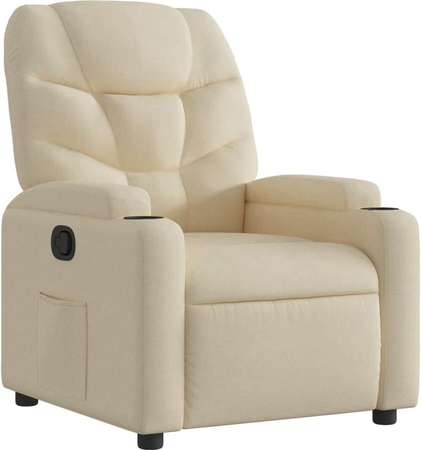 VidaXL Fauteuil Verstelbaar Crème Stof Verstelbare Fauteuil Lounge Stoel Fauteuils Creme Relaxstoel Loungestoel
