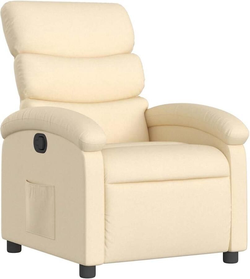 VidaXL Fauteuil verstelbaar stof crèmekleurig
