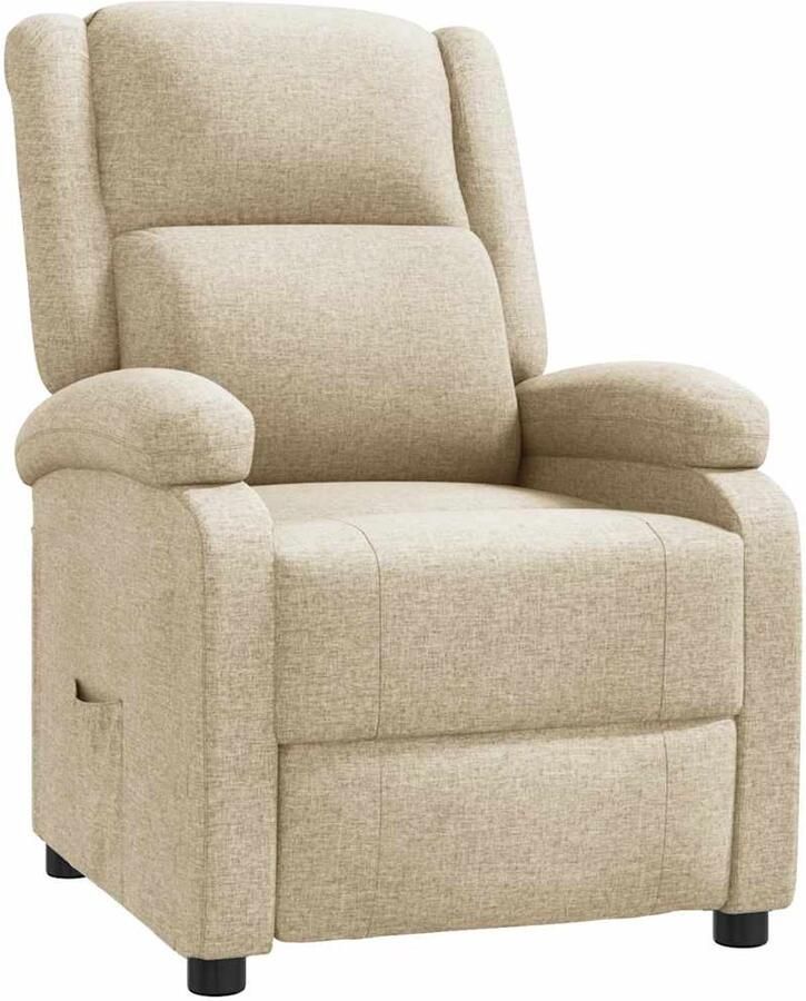 VidaXL Fauteuil verstelbaar stof crèmekleurig