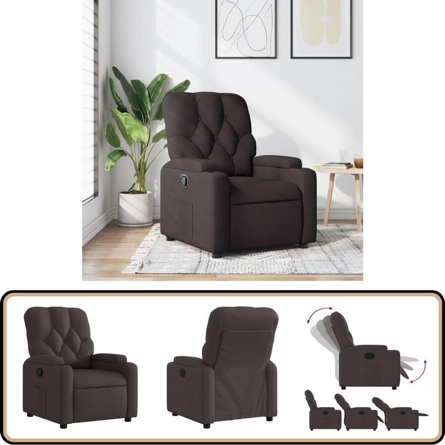 VidaXL Fauteuil Verstelbaar Stof Donkerbruin Fauteuil Fauteuils Relaxfauteuil Leunstoel