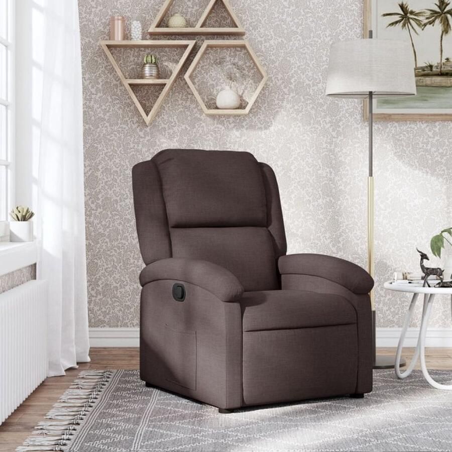 VidaXL Fauteuil verstelbaar Stof Donkerbruin Fauteuil Fauteuils Relaxfauteuil Leunstoel - Foto 2
