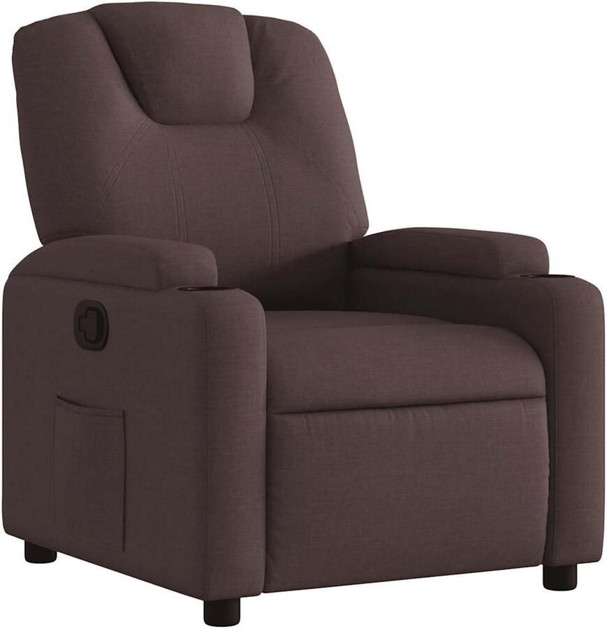 VidaXL Fauteuil verstelbaar stof donkerbruin - Foto 3