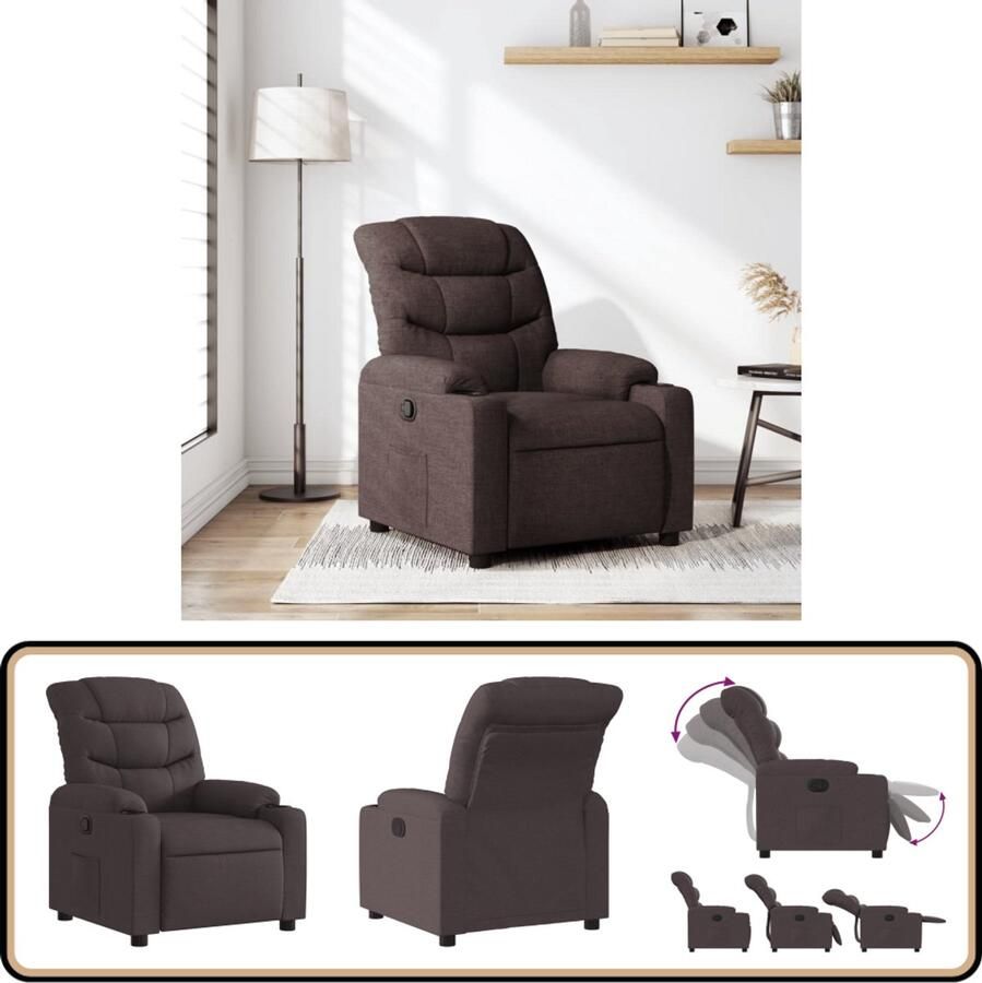 VidaXL Fauteuil Verstelbaar Stof Donkerbruin Verstelbare Fauteuil Lounge Stoel Relaxfauteuil Fauteuils Lederlook
