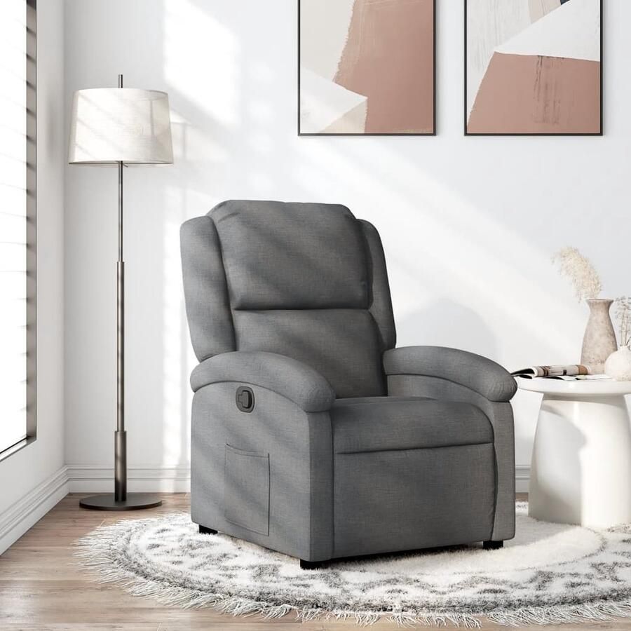 VidaXL Fauteuil verstelbaar stof donkergrijs - Foto 2
