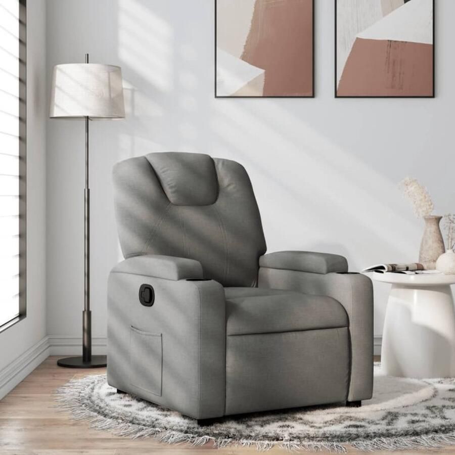 VidaXL Fauteuil verstelbaar stof donkergrijs - Foto 4