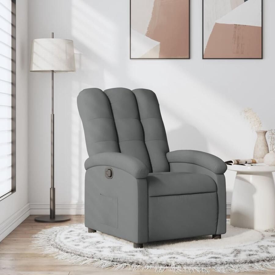 The Living Store Fauteuil verstelbaar stof donkergrijs Comfortabele Fauteuil Verstelbare Stoel Lounge Stoel Relaxfauteuil Fauteuils Grijs - Foto 3