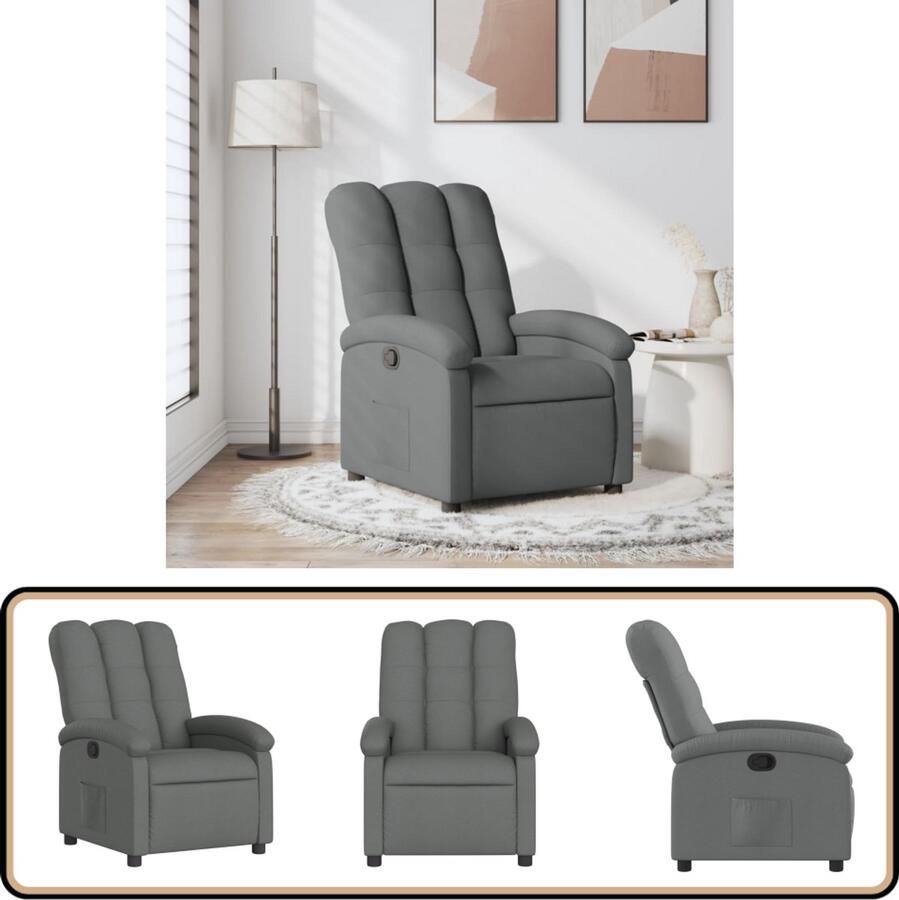 VidaXL Fauteuil Verstelbaar Stof Donkergrijs Verstelbare Fauteuil Fauteuils Lounge Stoel Relaxfauteuil Lederlook