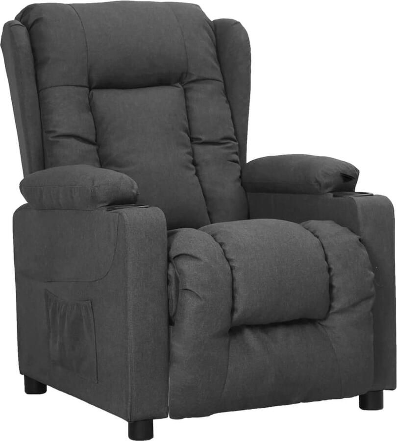 VidaXL Fauteuil Verstelbaar Stof Donkergrijs Verstelbare Fauteuil Lounge Stoel Relaxfauteuil Fauteuils Grijs Design Fauteuil Ergonomische Stoel Leesfauteuil Woonkamer Meubels - Foto 2