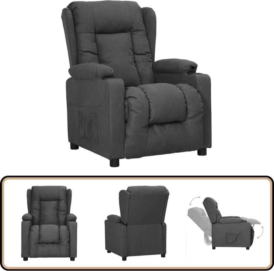 VidaXL Fauteuil Verstelbaar Stof Donkergrijs Verstelbare Fauteuil Lounge Stoel Relaxfauteuil Fauteuils Grijs Design Fauteuil Ergonomische Stoel Leesfauteuil Woonkamer Meubels