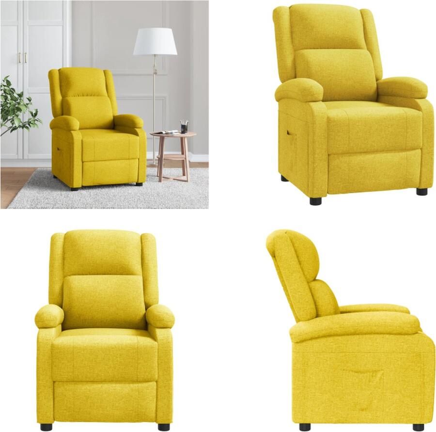 VidaXL Fauteuil verstelbaar stof geel Fauteuil Fauteuils Leunstoel Relaxfauteuil