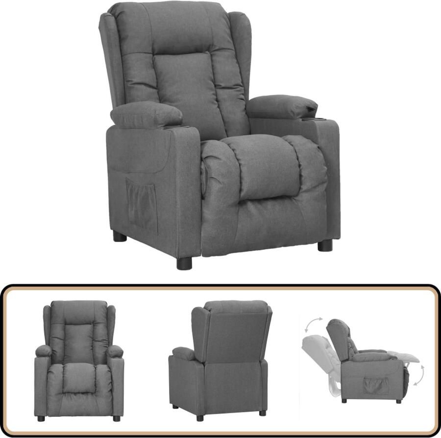 VidaXL Fauteuil Verstelbaar Stof Lichtgrijs Comfortabele Fauteuil Relaxfauteuil Verstelbare Stoel Fauteuils Loungestoel