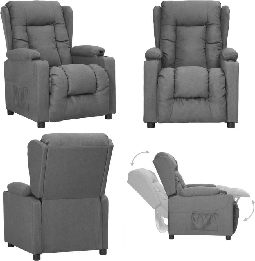 VidaXL Fauteuil verstelbaar stof lichtgrijs Fauteuil Fauteuils Leunstoel Relaxfauteuil