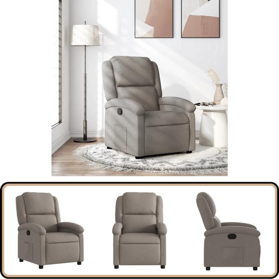 VidaXL Fauteuil verstelbaar stof taupe Comfort & stijl Verstelbare Fauteuil Fauteuils Lounge Stoel Relaxfauteuil Bruine Fauteuil