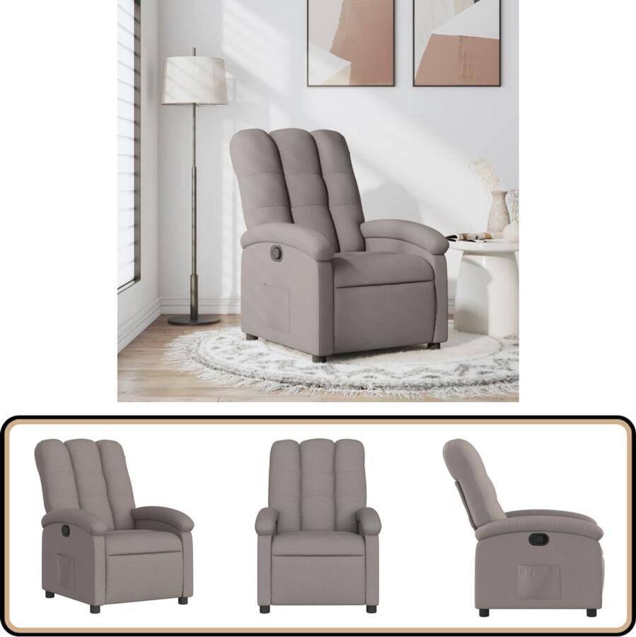 VidaXL Fauteuil Verstelbaar Stof Taupe Comfortabel Design Verstelbare Fauteuil Fauteuils Lounge Stoel Relaxfauteuil Zitzak