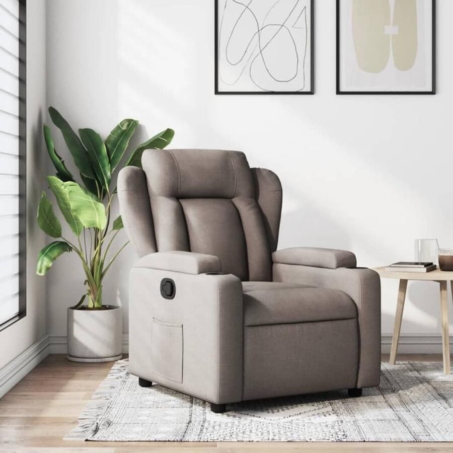 VidaXL Fauteuil verstelbaar stof taupe - Foto 2