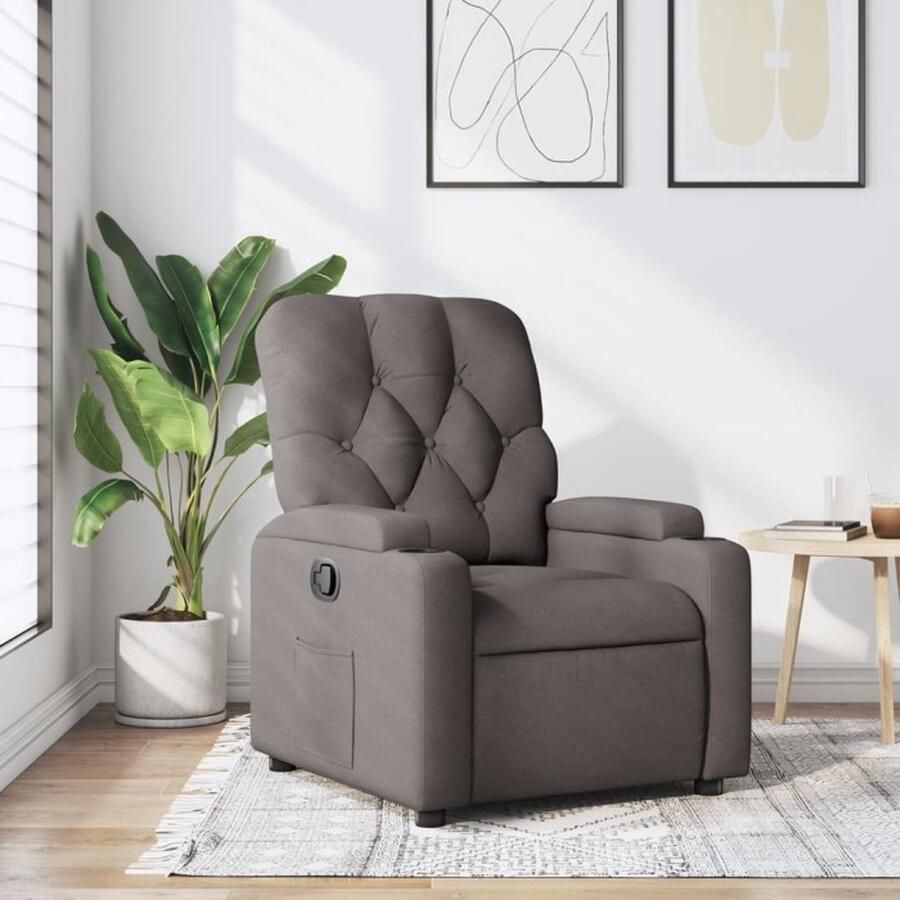 VidaXL Fauteuil verstelbaar stof taupe - Foto 2