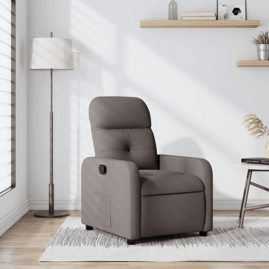 VidaXL Fauteuil verstelbaar stof taupe - Foto 2