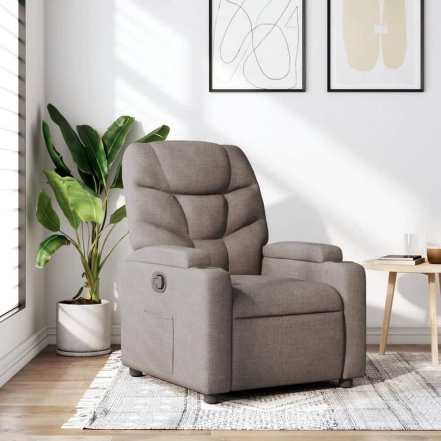 VidaXL Fauteuil verstelbaar stof taupe - Foto 2